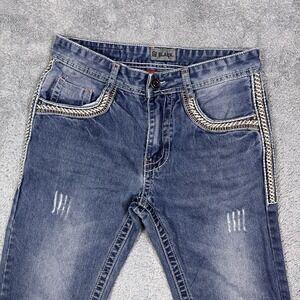 Buckle Men Jeans Straight in Faded Blue with Contrast Stitching